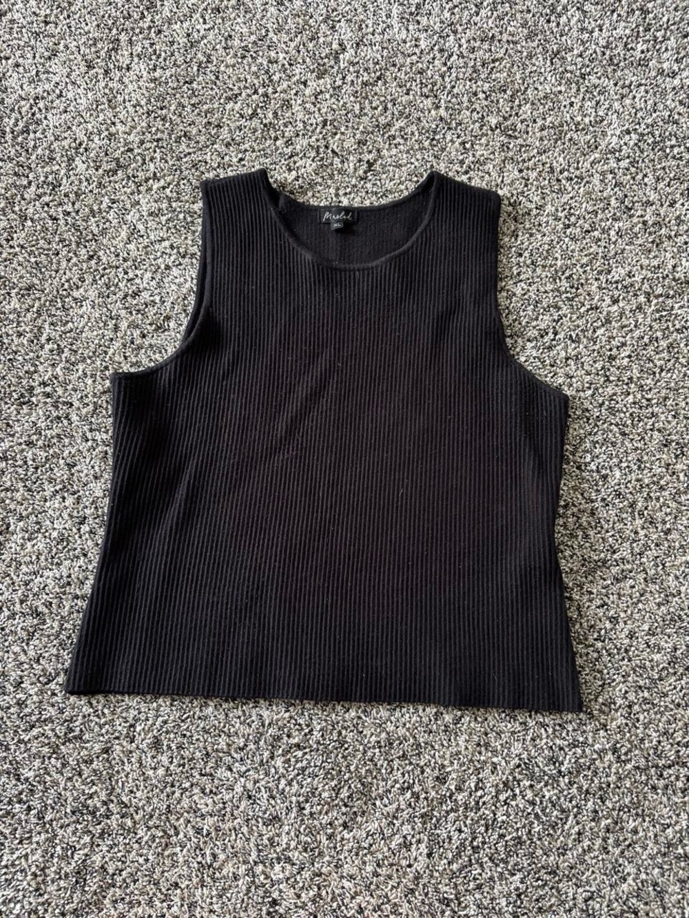 Marled Black Ribbed Tank Top